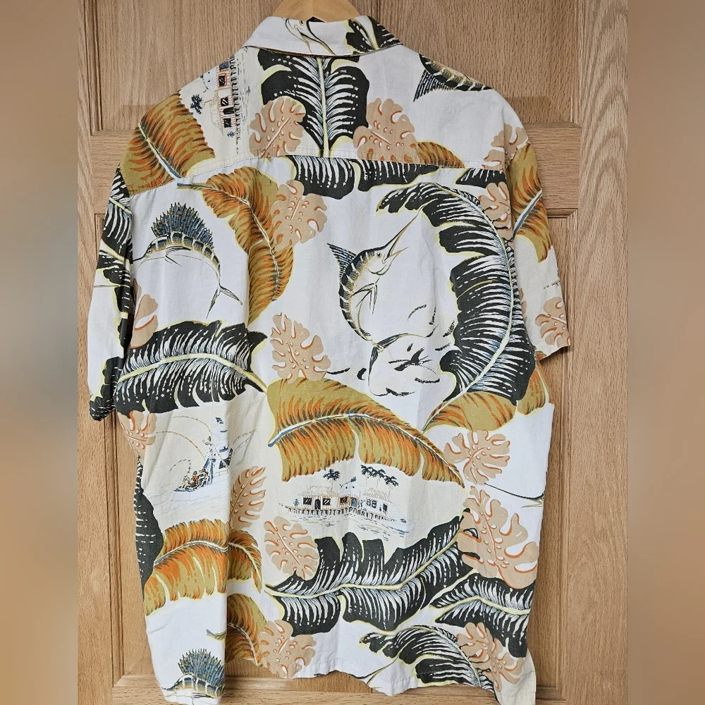 John Severson XL Tropical Leaf‎ Print Men's Shirt Mercedes Championship